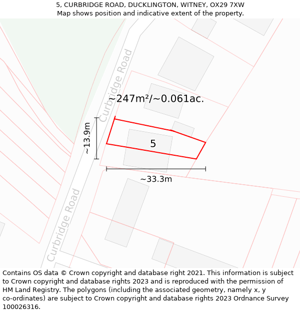 5, CURBRIDGE ROAD, DUCKLINGTON, WITNEY, OX29 7XW: Plot and title map