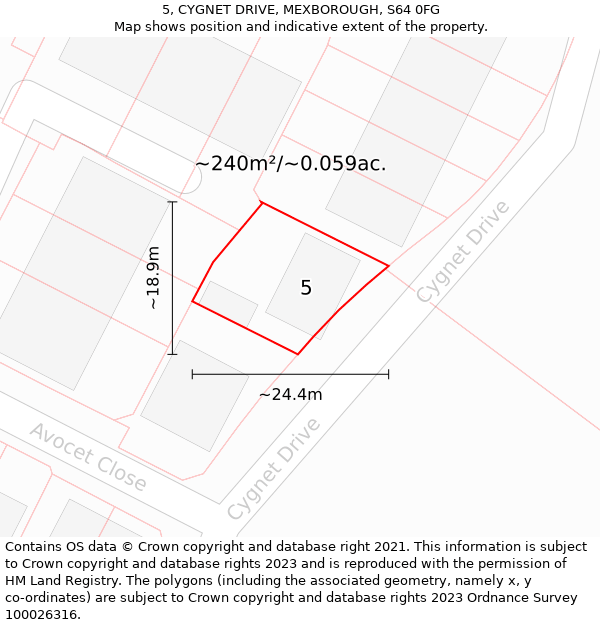 5, CYGNET DRIVE, MEXBOROUGH, S64 0FG: Plot and title map