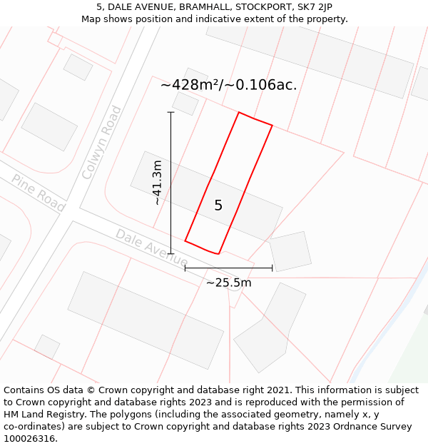 5, DALE AVENUE, BRAMHALL, STOCKPORT, SK7 2JP: Plot and title map