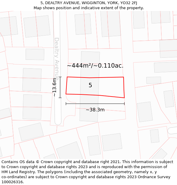 5, DEALTRY AVENUE, WIGGINTON, YORK, YO32 2FJ: Plot and title map