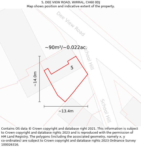 5, DEE VIEW ROAD, WIRRAL, CH60 0DJ: Plot and title map