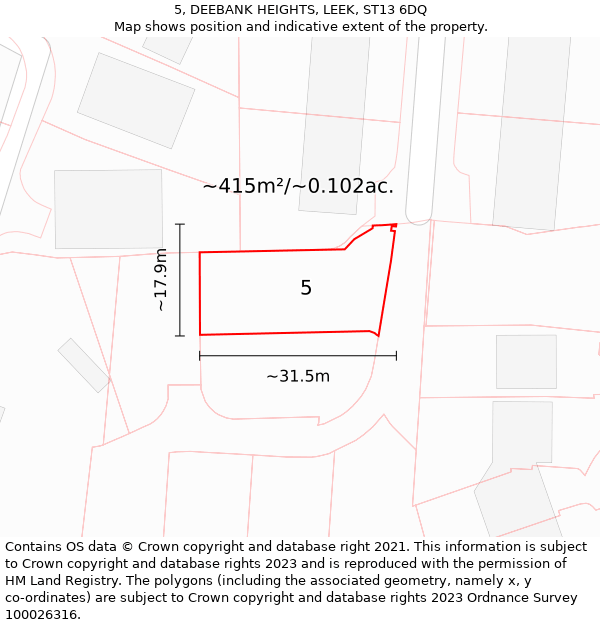 5, DEEBANK HEIGHTS, LEEK, ST13 6DQ: Plot and title map