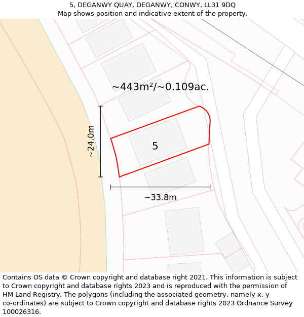 5, DEGANWY QUAY, DEGANWY, CONWY, LL31 9DQ: Plot and title map