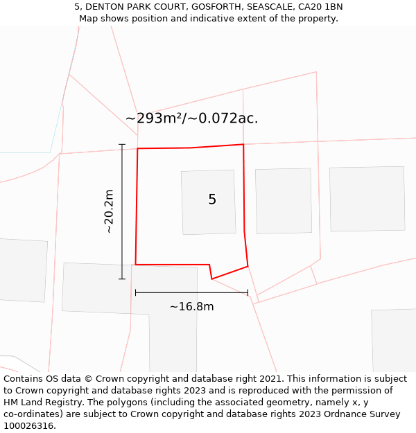 5, DENTON PARK COURT, GOSFORTH, SEASCALE, CA20 1BN: Plot and title map