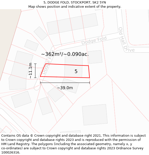 5, DODGE FOLD, STOCKPORT, SK2 5YN: Plot and title map