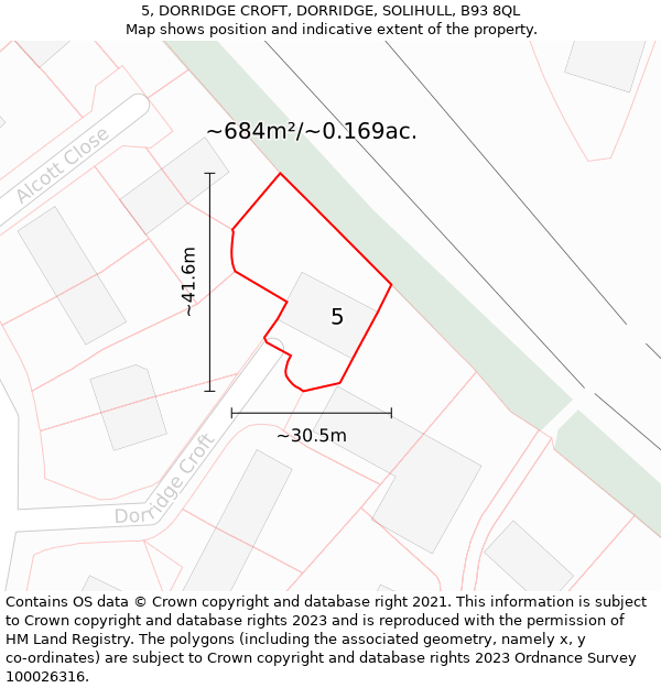 5, DORRIDGE CROFT, DORRIDGE, SOLIHULL, B93 8QL: Plot and title map