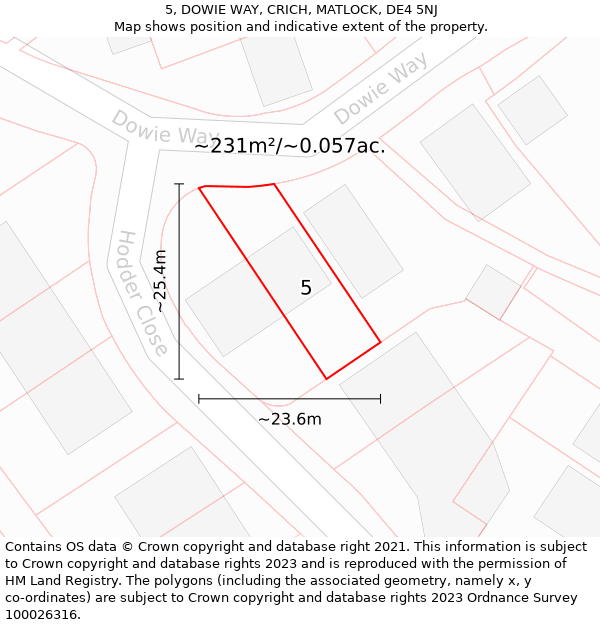 5, DOWIE WAY, CRICH, MATLOCK, DE4 5NJ: Plot and title map