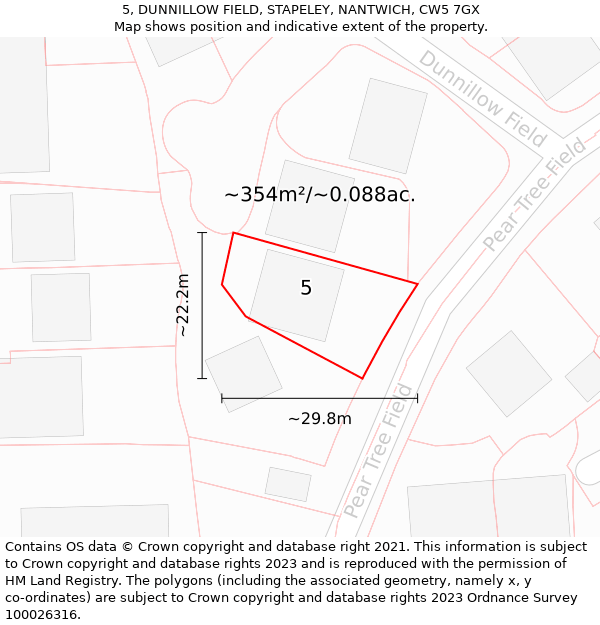 5, DUNNILLOW FIELD, STAPELEY, NANTWICH, CW5 7GX: Plot and title map