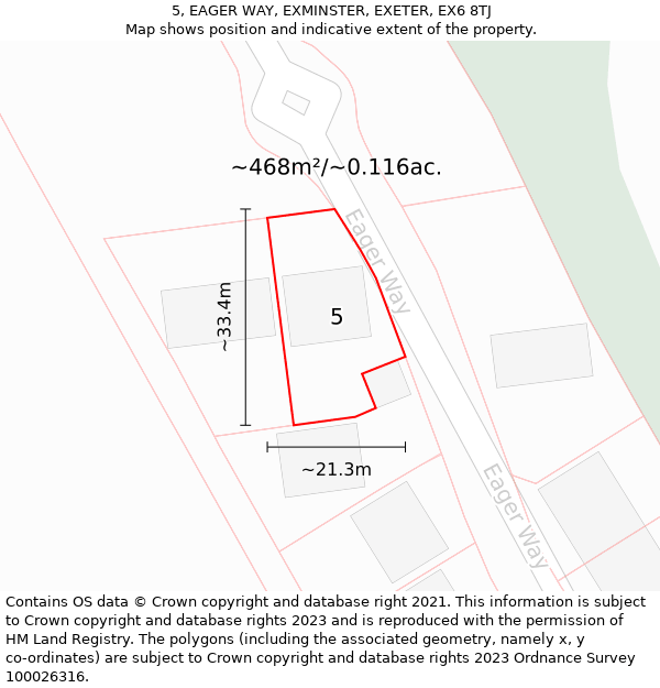 5, EAGER WAY, EXMINSTER, EXETER, EX6 8TJ: Plot and title map