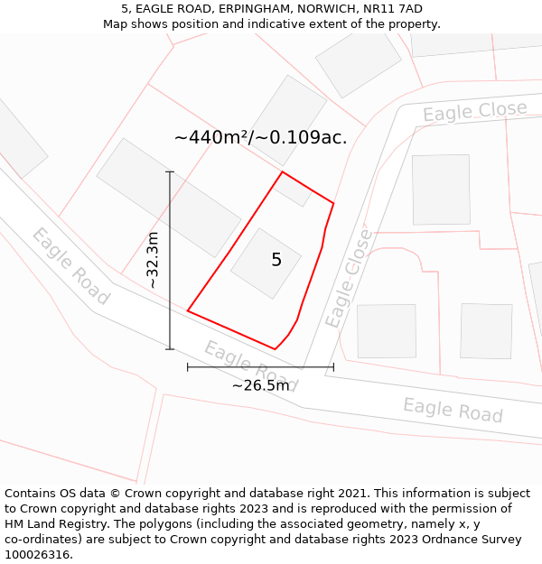 5, EAGLE ROAD, ERPINGHAM, NORWICH, NR11 7AD: Plot and title map