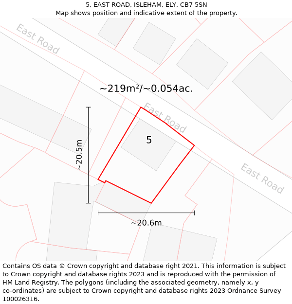 5, EAST ROAD, ISLEHAM, ELY, CB7 5SN: Plot and title map