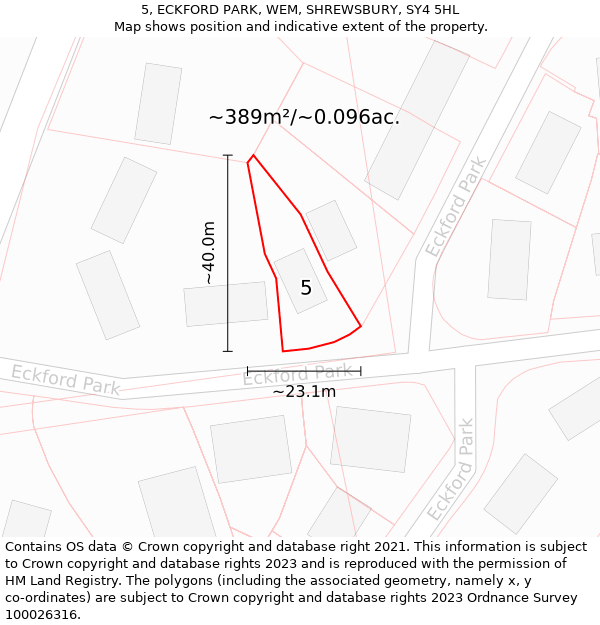 5, ECKFORD PARK, WEM, SHREWSBURY, SY4 5HL: Plot and title map