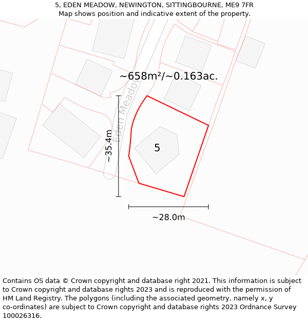 5, EDEN MEADOW, NEWINGTON, SITTINGBOURNE, ME9 7FR: Plot and title map