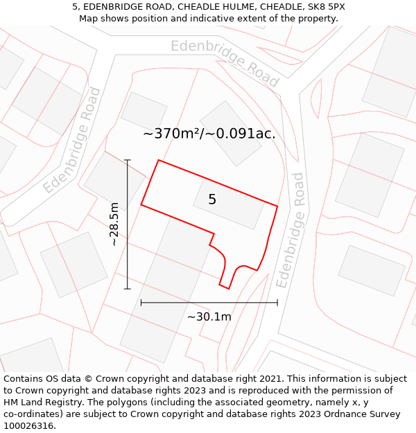 5, EDENBRIDGE ROAD, CHEADLE HULME, CHEADLE, SK8 5PX: Plot and title map