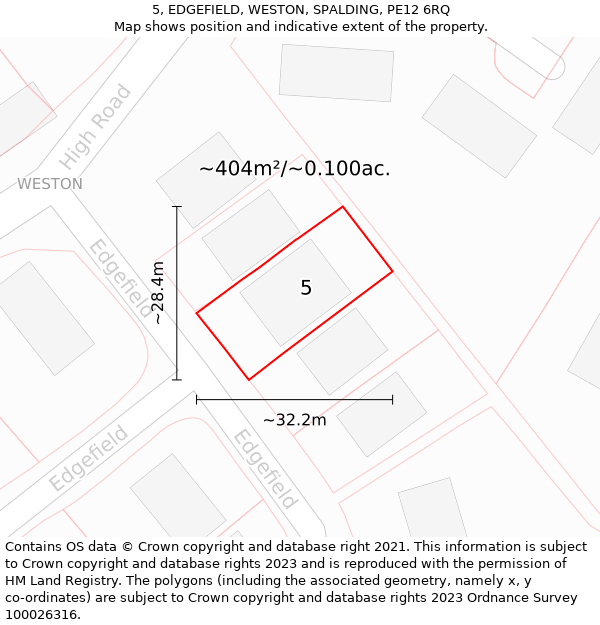 5, EDGEFIELD, WESTON, SPALDING, PE12 6RQ: Plot and title map