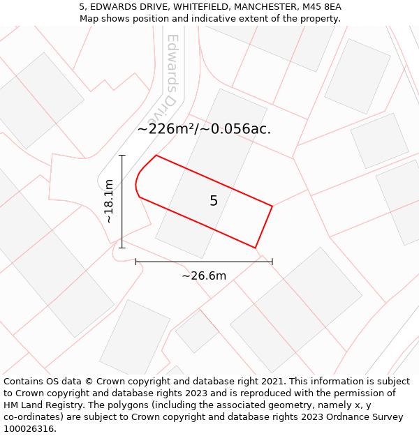 5, EDWARDS DRIVE, WHITEFIELD, MANCHESTER, M45 8EA: Plot and title map