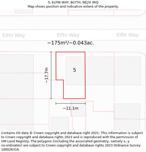 5, ELFIN WAY, BLYTH, NE24 3RQ: Plot and title map