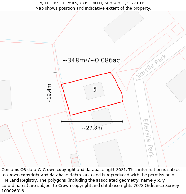 5, ELLERSLIE PARK, GOSFORTH, SEASCALE, CA20 1BL: Plot and title map