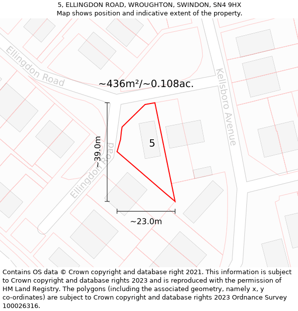 5, ELLINGDON ROAD, WROUGHTON, SWINDON, SN4 9HX: Plot and title map