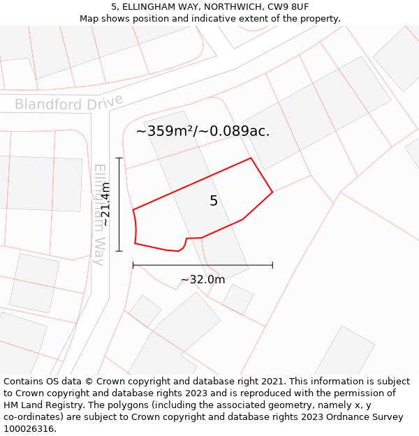 5, ELLINGHAM WAY, NORTHWICH, CW9 8UF: Plot and title map