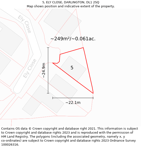 5, ELY CLOSE, DARLINGTON, DL1 2SQ: Plot and title map