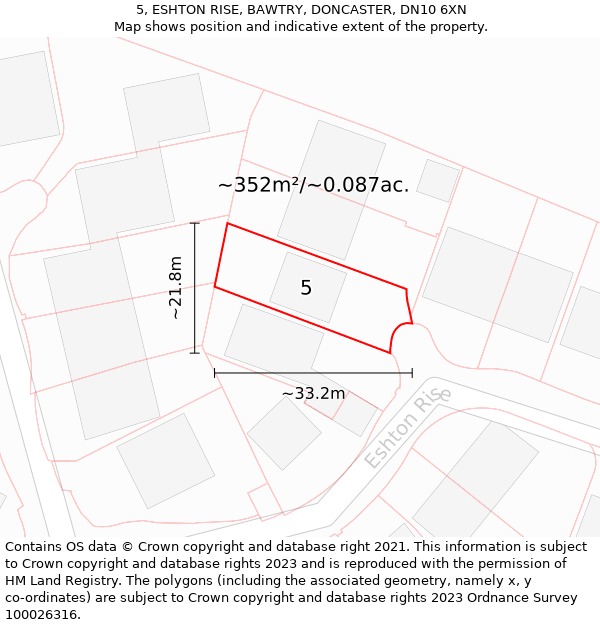 5, ESHTON RISE, BAWTRY, DONCASTER, DN10 6XN: Plot and title map