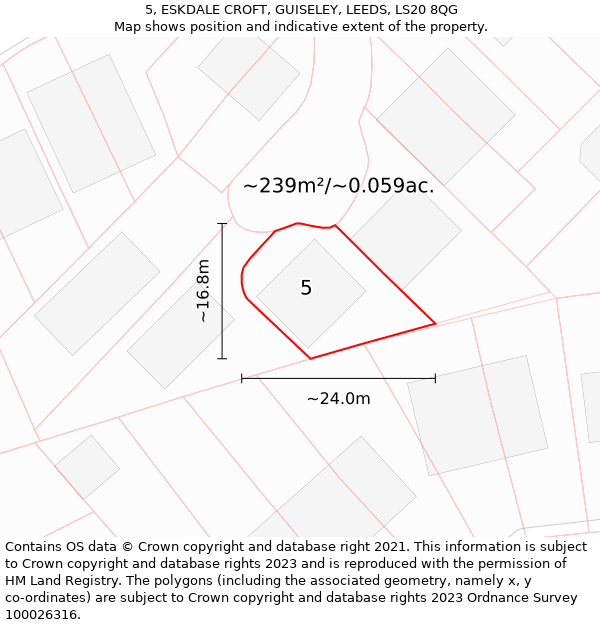 5, ESKDALE CROFT, GUISELEY, LEEDS, LS20 8QG: Plot and title map