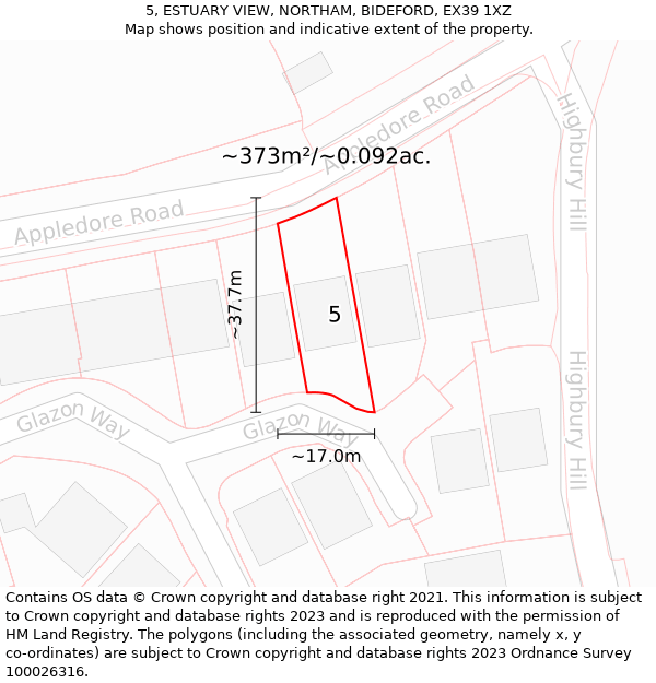 5, ESTUARY VIEW, NORTHAM, BIDEFORD, EX39 1XZ: Plot and title map