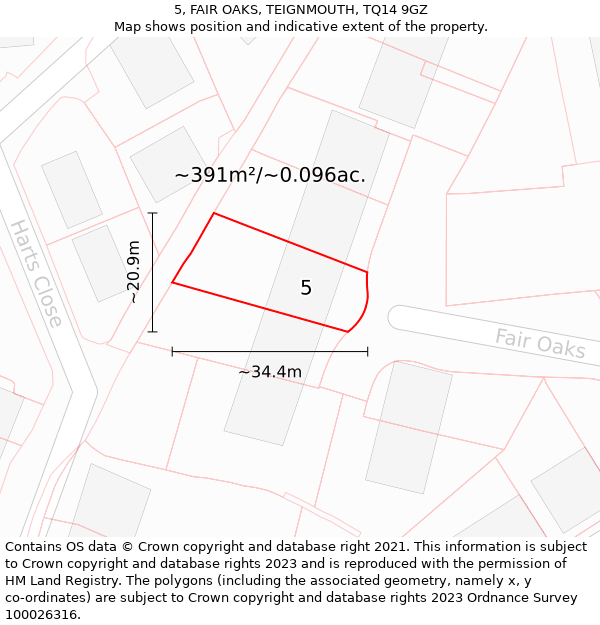 5, FAIR OAKS, TEIGNMOUTH, TQ14 9GZ: Plot and title map