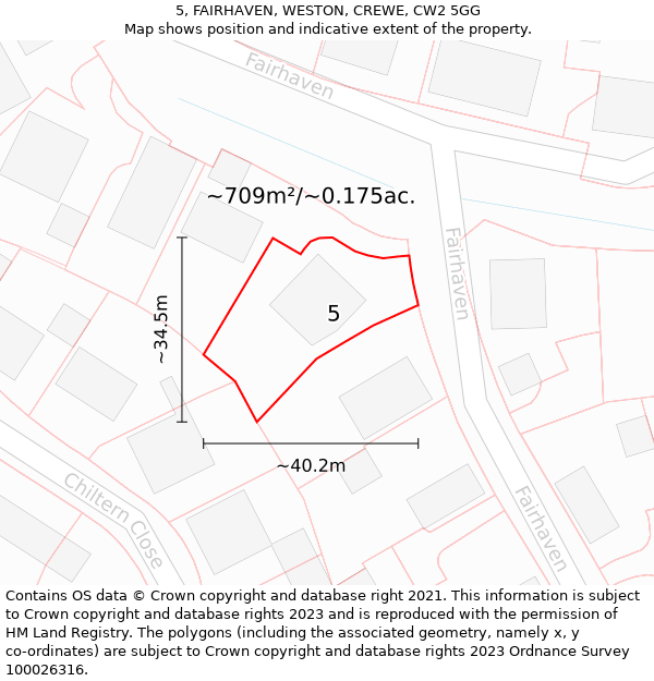 5, FAIRHAVEN, WESTON, CREWE, CW2 5GG: Plot and title map