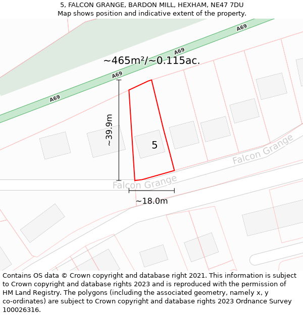 5, FALCON GRANGE, BARDON MILL, HEXHAM, NE47 7DU: Plot and title map