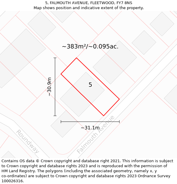 5, FALMOUTH AVENUE, FLEETWOOD, FY7 8NS: Plot and title map