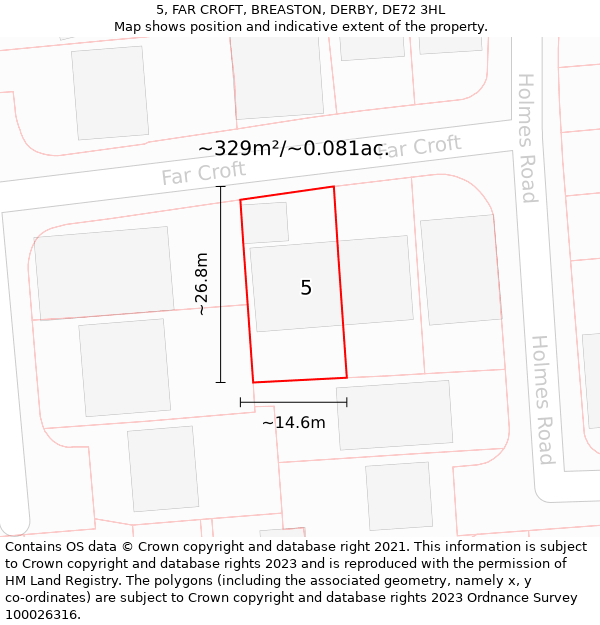 5, FAR CROFT, BREASTON, DERBY, DE72 3HL: Plot and title map