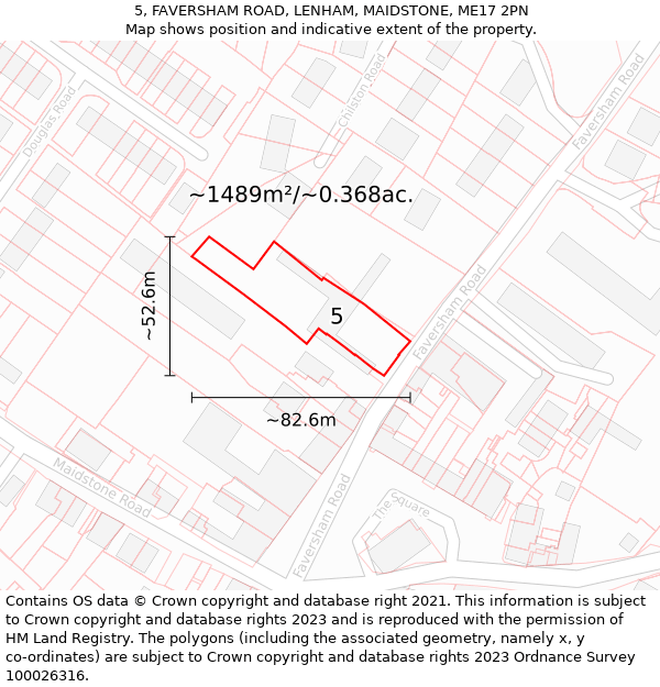 5, FAVERSHAM ROAD, LENHAM, MAIDSTONE, ME17 2PN: Plot and title map