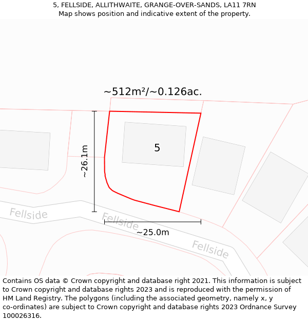 5, FELLSIDE, ALLITHWAITE, GRANGE-OVER-SANDS, LA11 7RN: Plot and title map