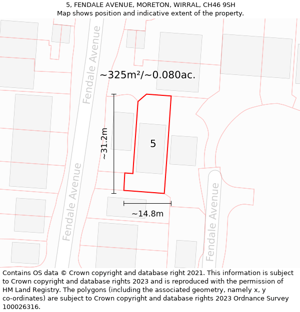 5, FENDALE AVENUE, MORETON, WIRRAL, CH46 9SH: Plot and title map