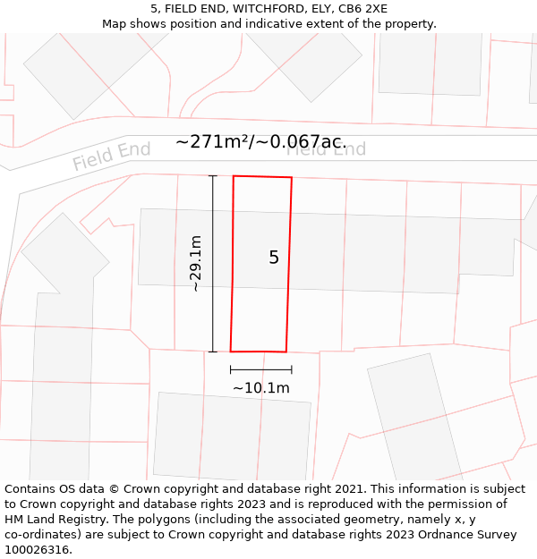 5, FIELD END, WITCHFORD, ELY, CB6 2XE: Plot and title map