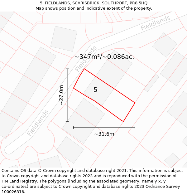 5, FIELDLANDS, SCARISBRICK, SOUTHPORT, PR8 5HQ: Plot and title map