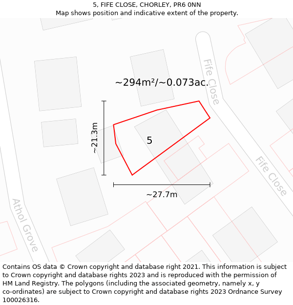 5, FIFE CLOSE, CHORLEY, PR6 0NN: Plot and title map