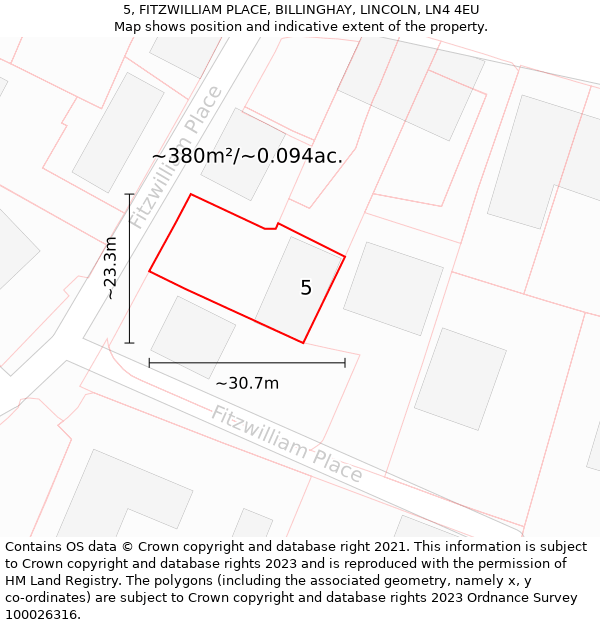 5, FITZWILLIAM PLACE, BILLINGHAY, LINCOLN, LN4 4EU: Plot and title map