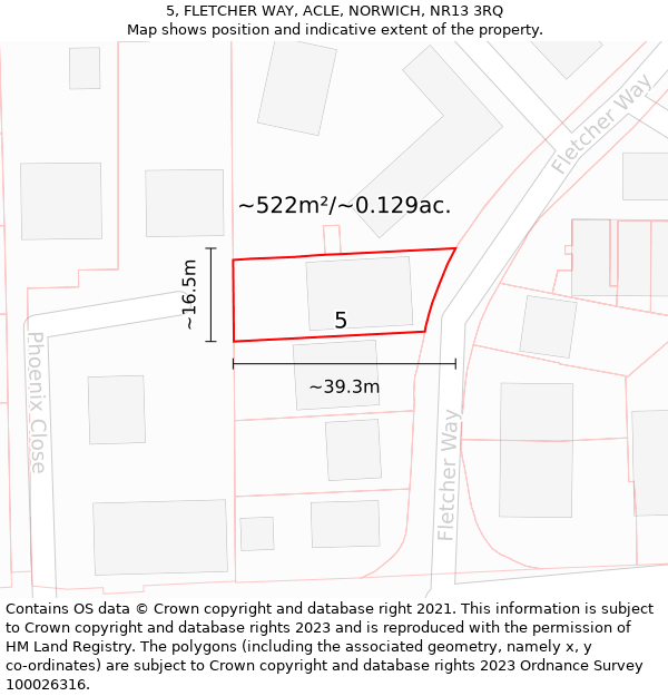 5, FLETCHER WAY, ACLE, NORWICH, NR13 3RQ: Plot and title map