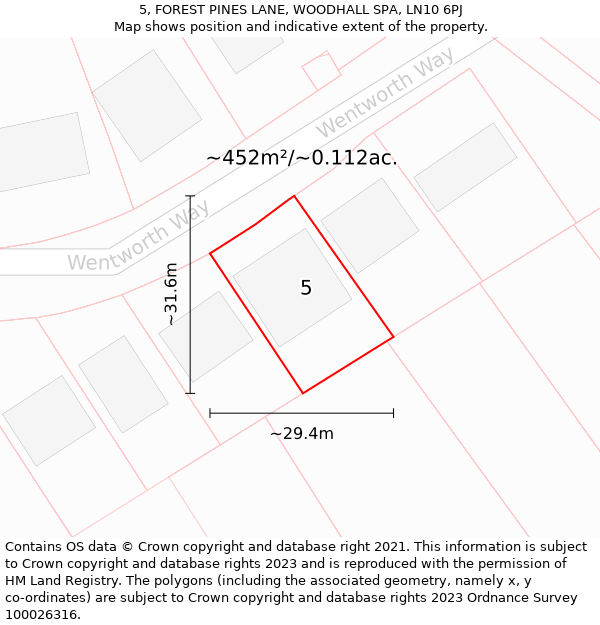 5, FOREST PINES LANE, WOODHALL SPA, LN10 6PJ: Plot and title map