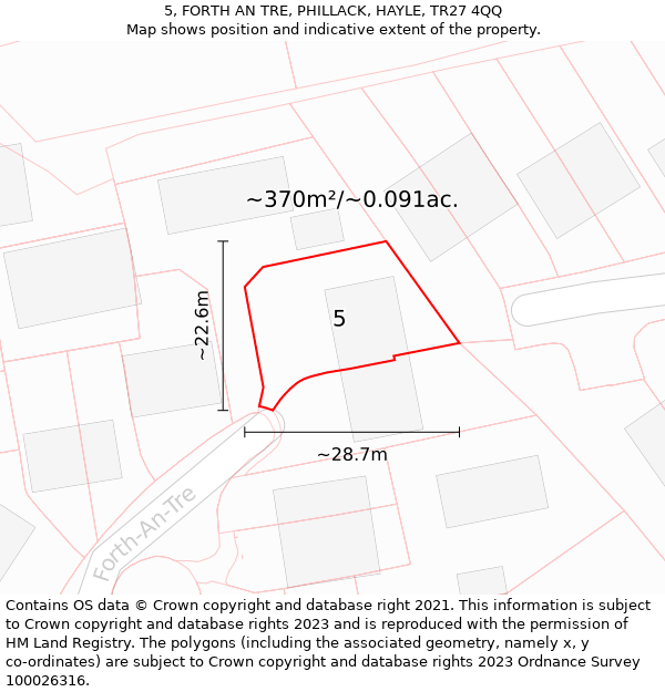 5, FORTH AN TRE, PHILLACK, HAYLE, TR27 4QQ: Plot and title map