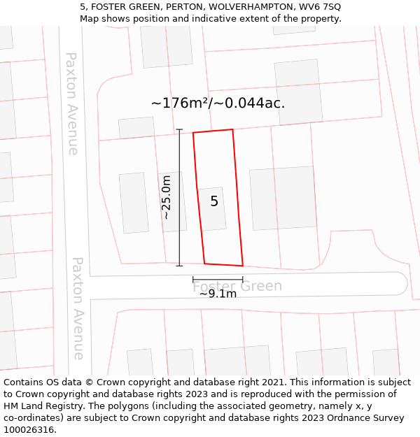 5, FOSTER GREEN, PERTON, WOLVERHAMPTON, WV6 7SQ: Plot and title map