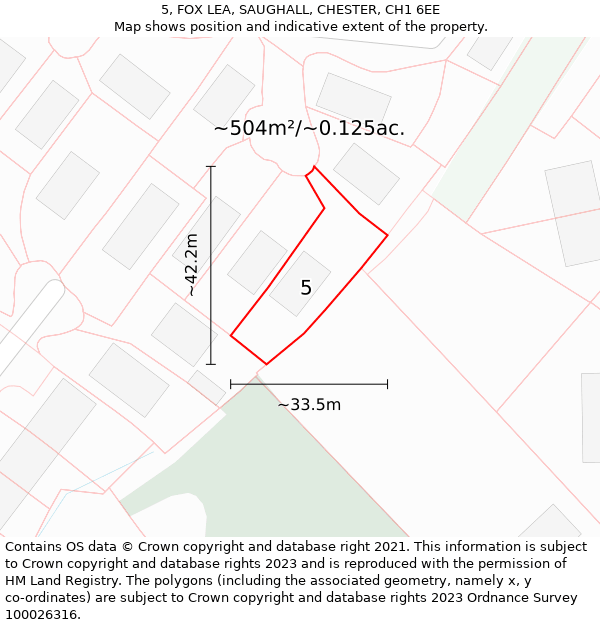 5, FOX LEA, SAUGHALL, CHESTER, CH1 6EE: Plot and title map