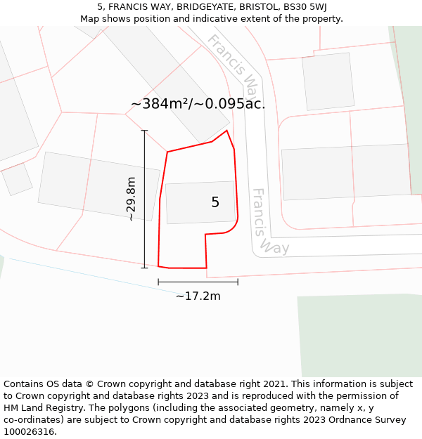 5, FRANCIS WAY, BRIDGEYATE, BRISTOL, BS30 5WJ: Plot and title map