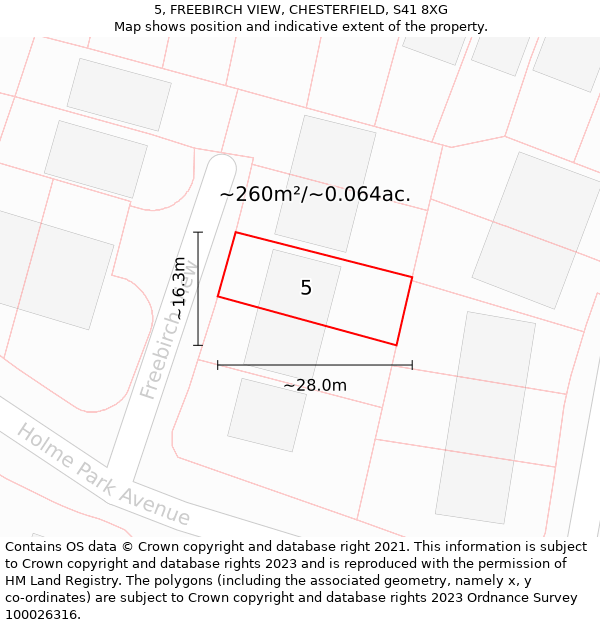 5, FREEBIRCH VIEW, CHESTERFIELD, S41 8XG: Plot and title map