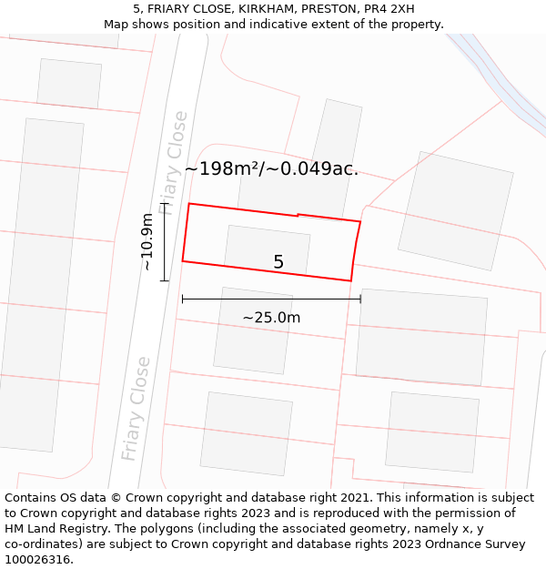 5, FRIARY CLOSE, KIRKHAM, PRESTON, PR4 2XH: Plot and title map