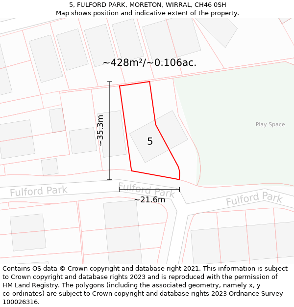 5, FULFORD PARK, MORETON, WIRRAL, CH46 0SH: Plot and title map