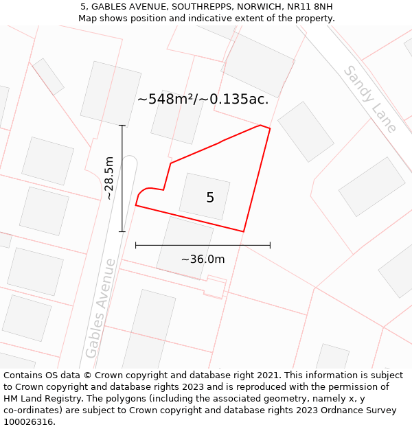 5, GABLES AVENUE, SOUTHREPPS, NORWICH, NR11 8NH: Plot and title map